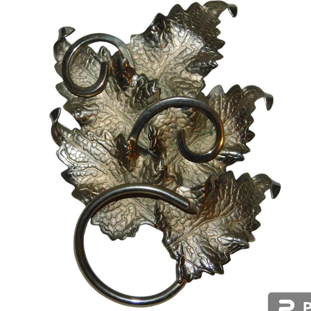 Judy Lee Vintage Brooch Pin Leaves And Vines Pewter Look Silver Tone